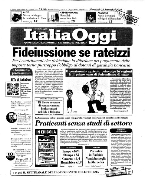 Italia oggi : quotidiano di economia finanza e politica